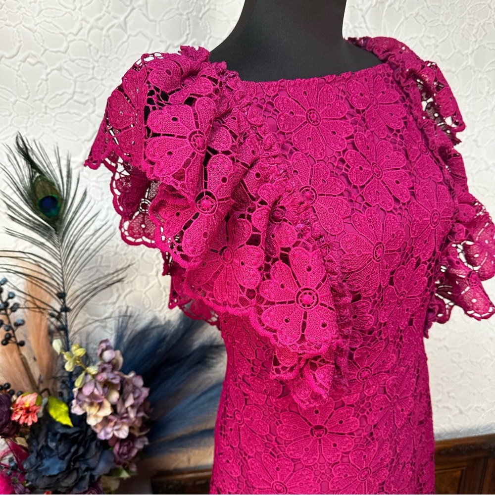 Kate Spade Beetjuice Magenta Pink Spade Lace Mini Dress (12)‼️NWOT‼️ - Picture 4 of 15